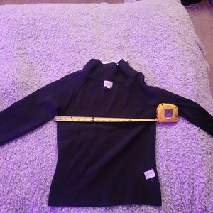 cleo Black Long Sleeve Tee with High Collar and Yellow Stripe